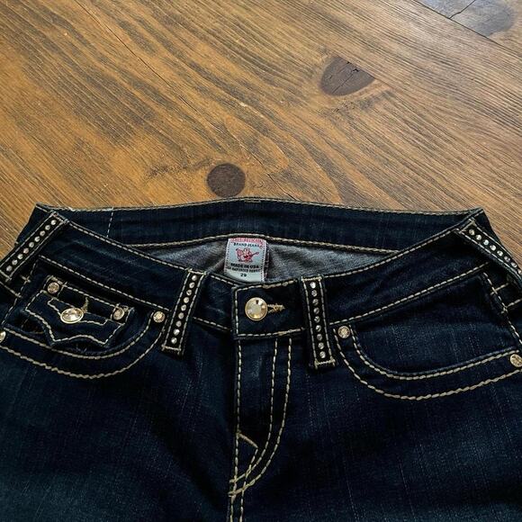 True Religion Y2K Swarovski Crystal Dark Wash Flare Disco Joey Big T Jeans - Picture 8 of 8